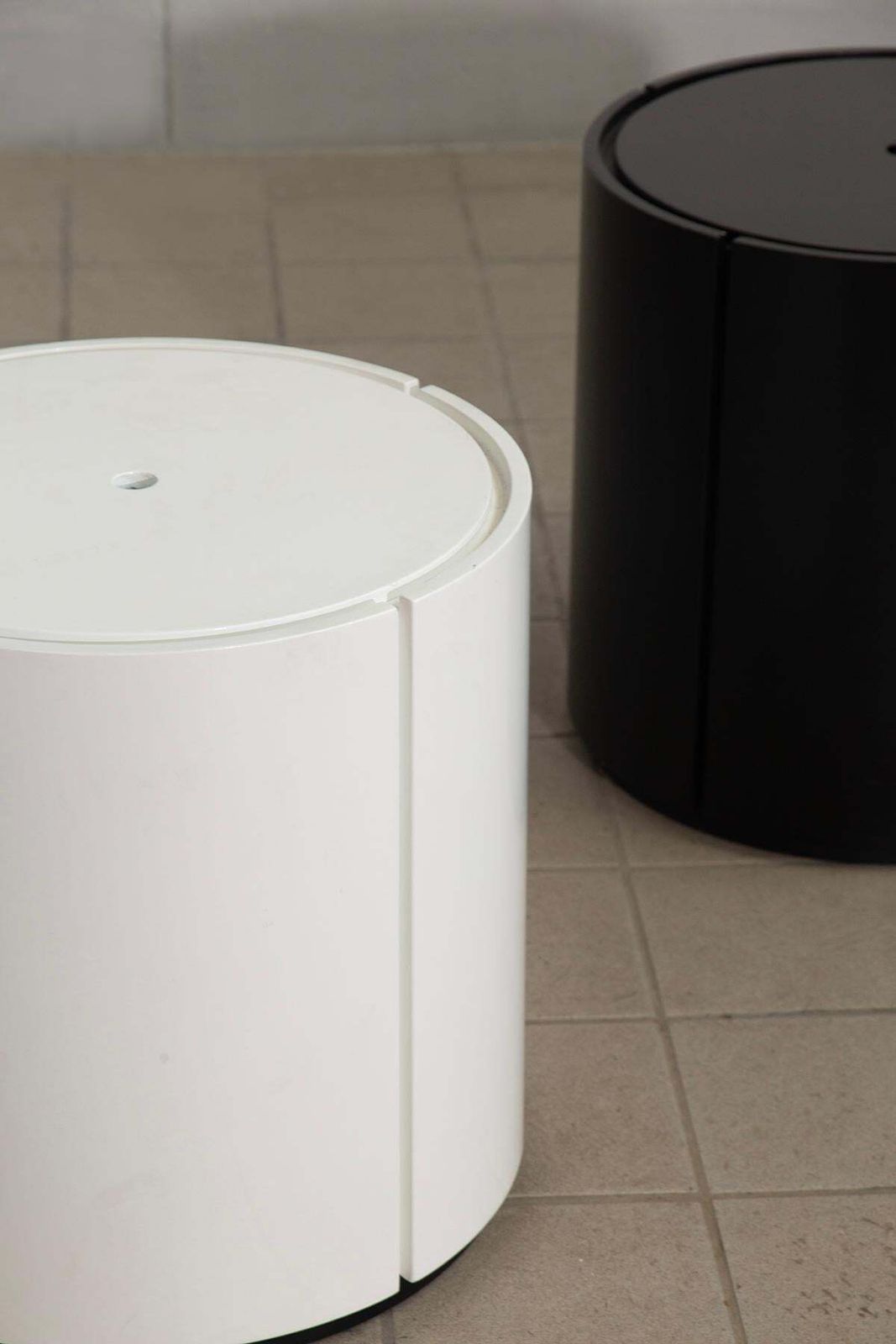 Pair Of Italian Storage Bedside Tables Black And White photo vinterior