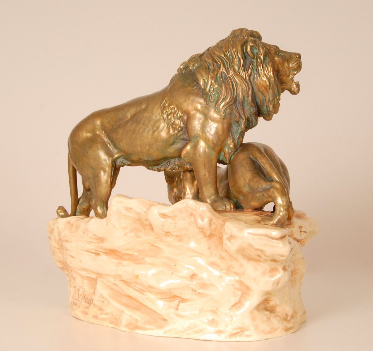 Antique Viennese Porcelain Group Of Lions By Th. Schoop photo buy