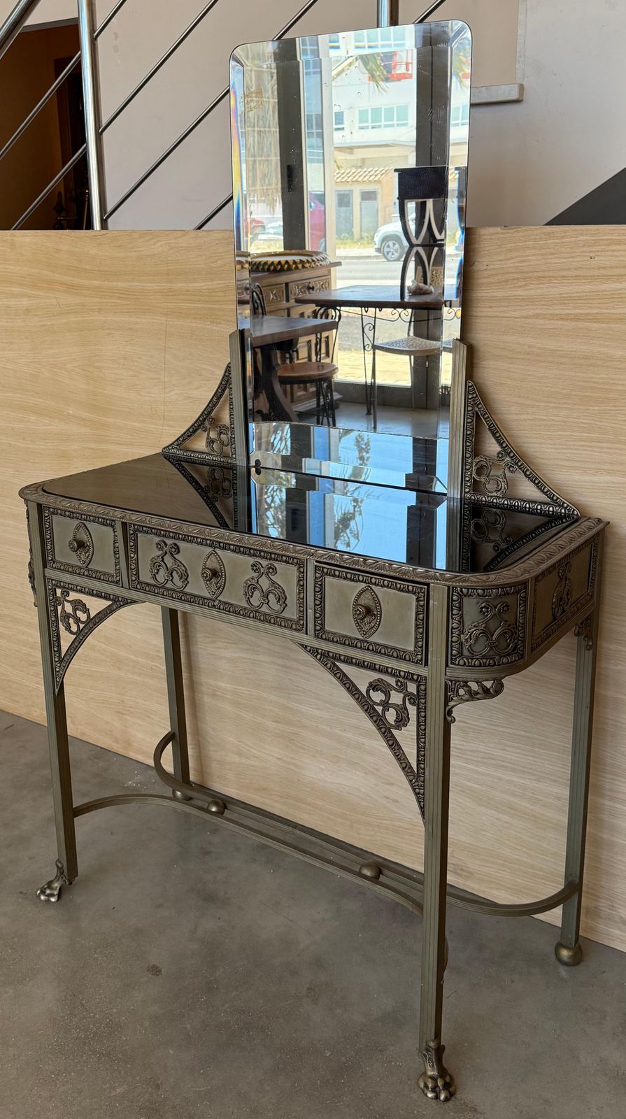 19th Century French Bronze Mirrored Dressing Table Or Vanity With Mirror photo 3854.0