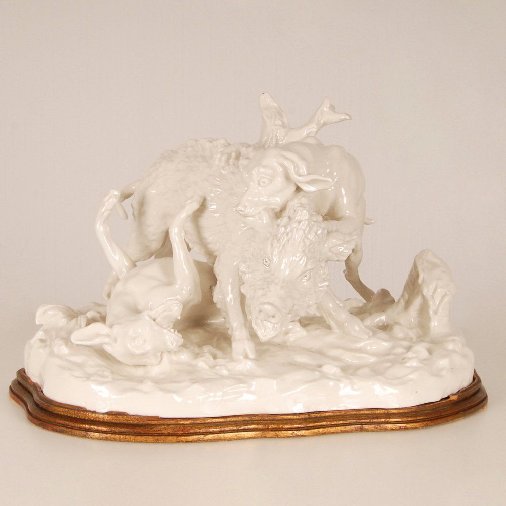 Antique Porcelain Hunting Scene, 19th Century