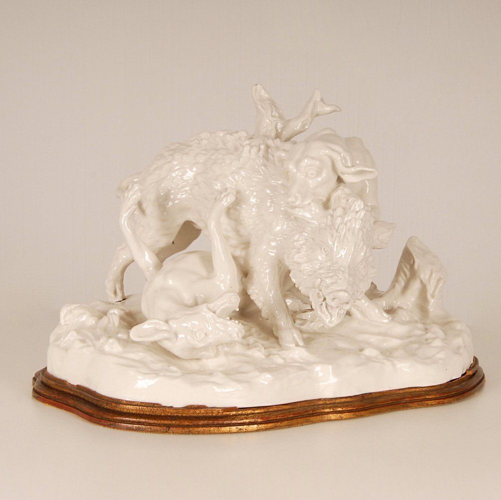 Antique Porcelain Hunting Scene, 19th Century photo Home Decor