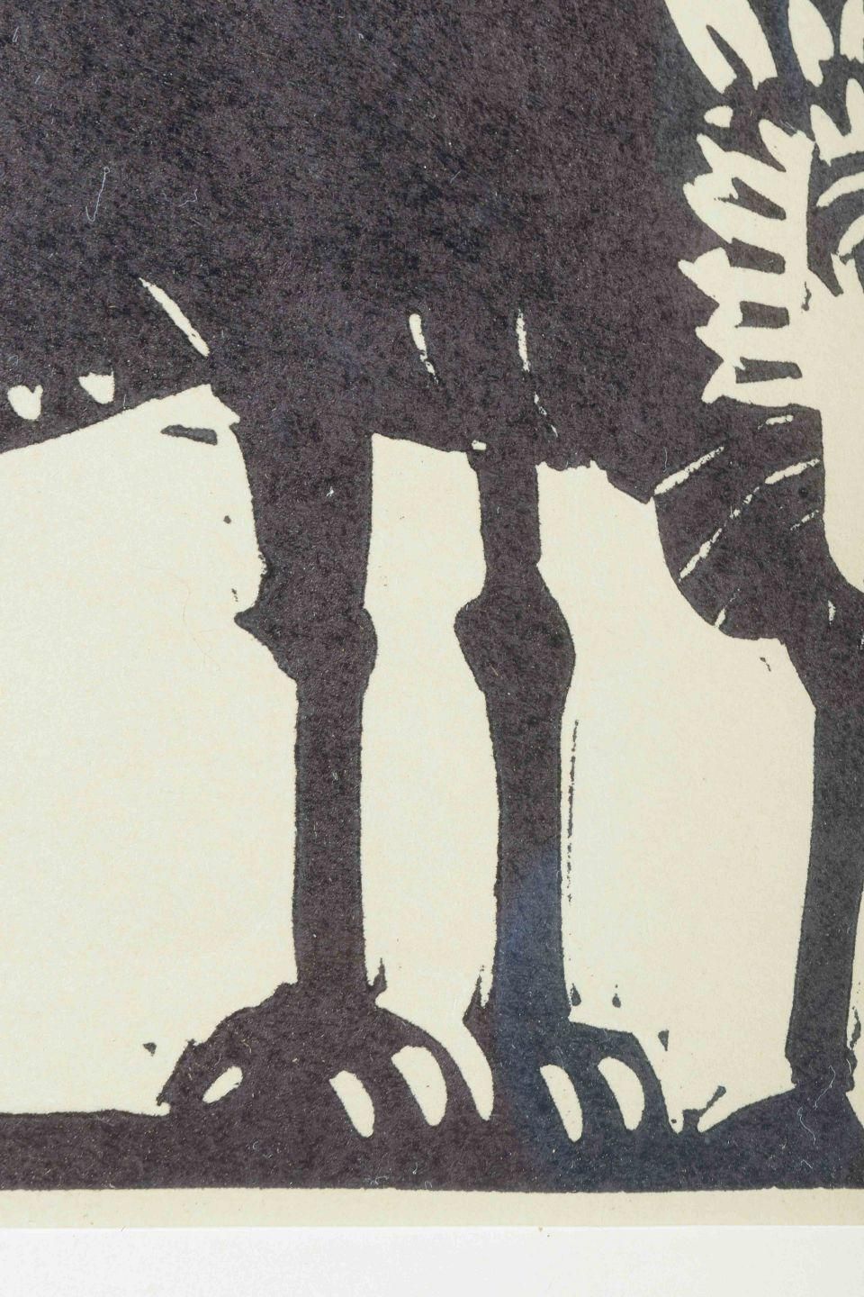 åke Holm, Sweden. Woodcut On Paper. Daniel In The Lion’s Den, 1970s. photo Art