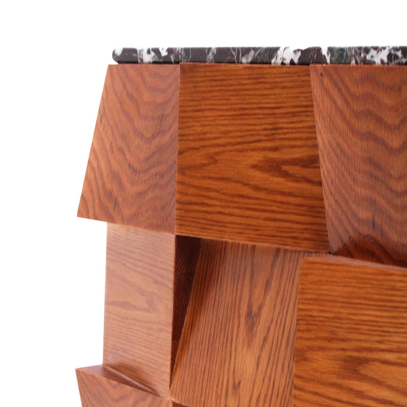 Contemporary Modern Pair Of Sideboards In Wood And Burgundy Marble Top, Italy photo vinterior