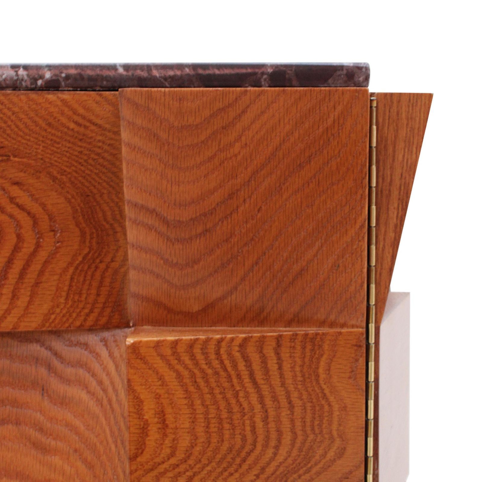 Contemporary Modern Pair Of Sideboards In Wood And Burgundy Marble Top, Italy photo buy