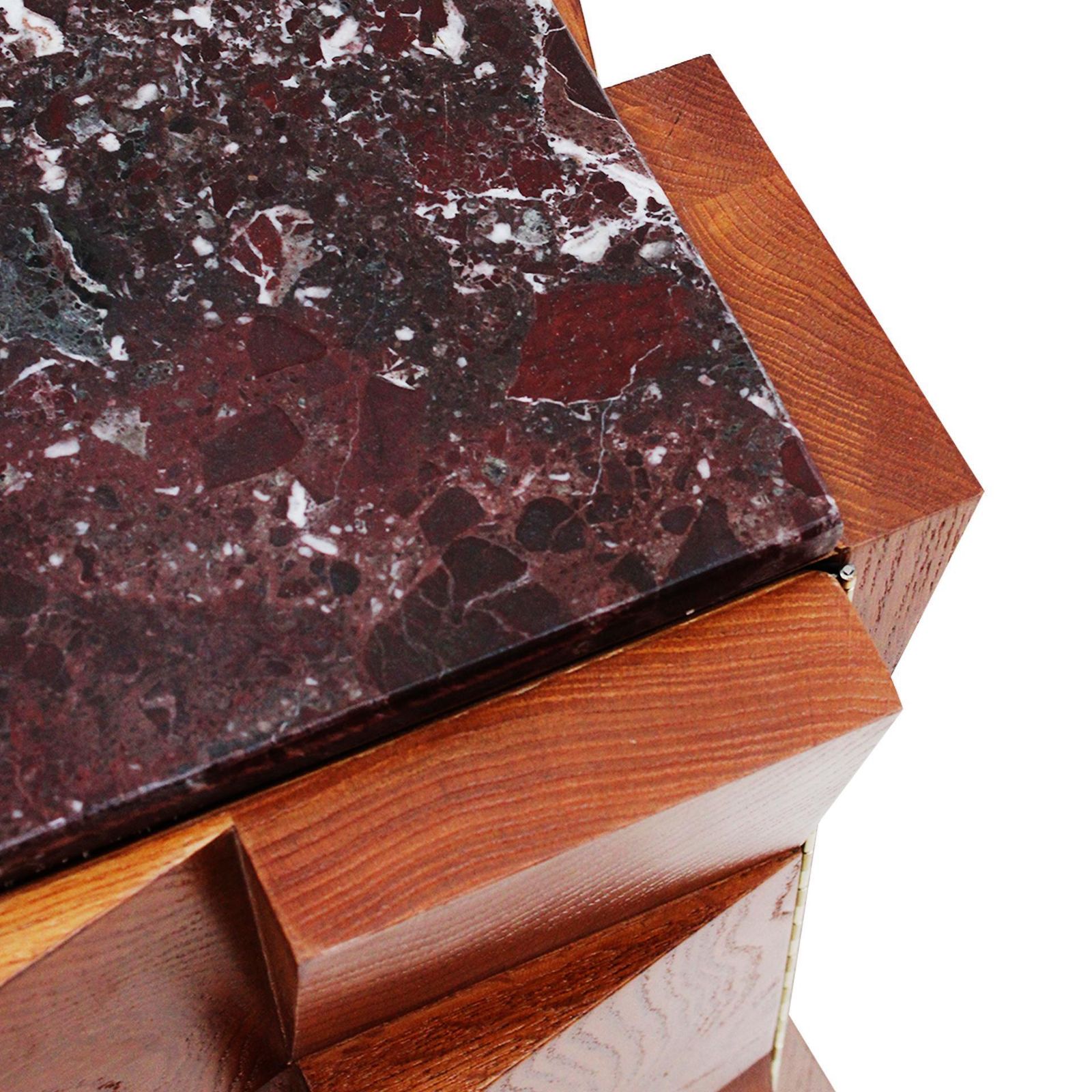 photo for sale Contemporary Modern Pair Of Sideboards In Wood And Burgundy Marble Top, Italy