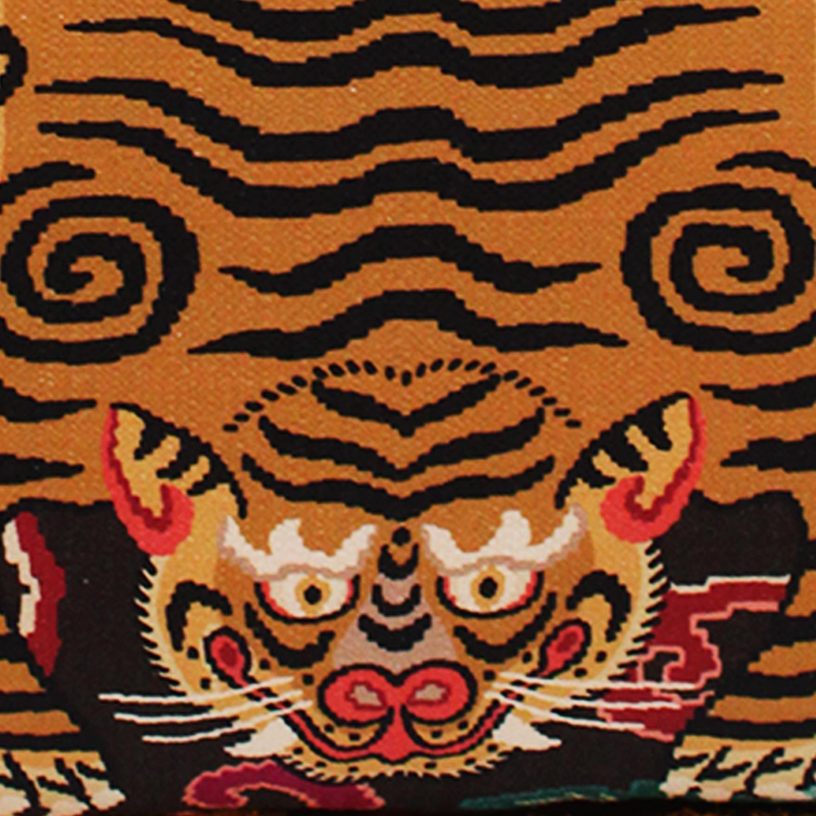 Contemporary Golden And Brown Cotton And Silk Fringe Tiger Pair Of Pillows photo vinterior