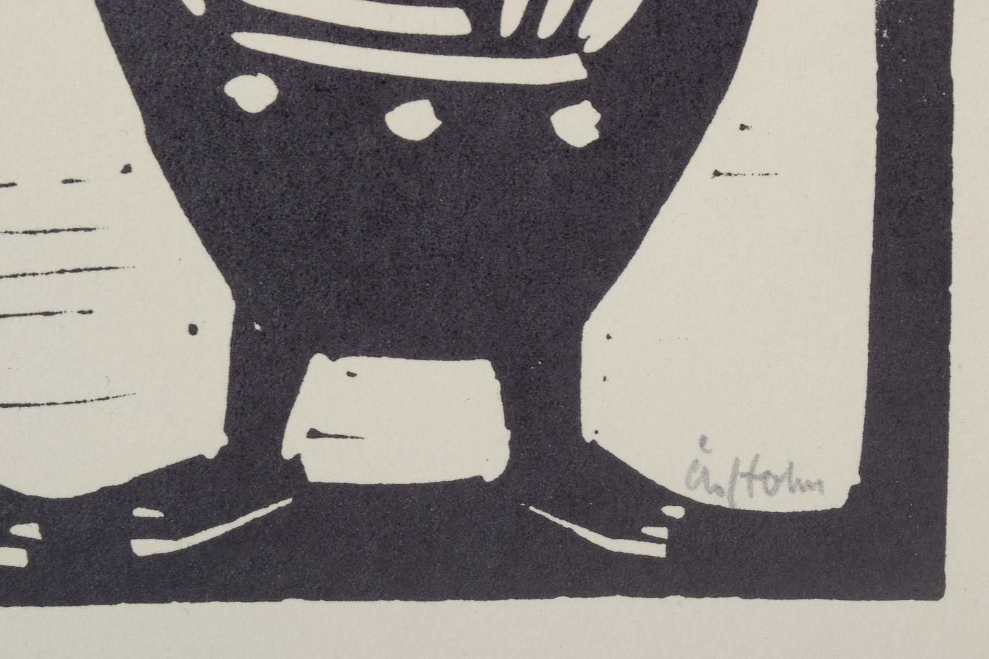 åke Holm, Sweden. Black And White Woodcut. Three Regal Figures. Ca. 1950s photo Art