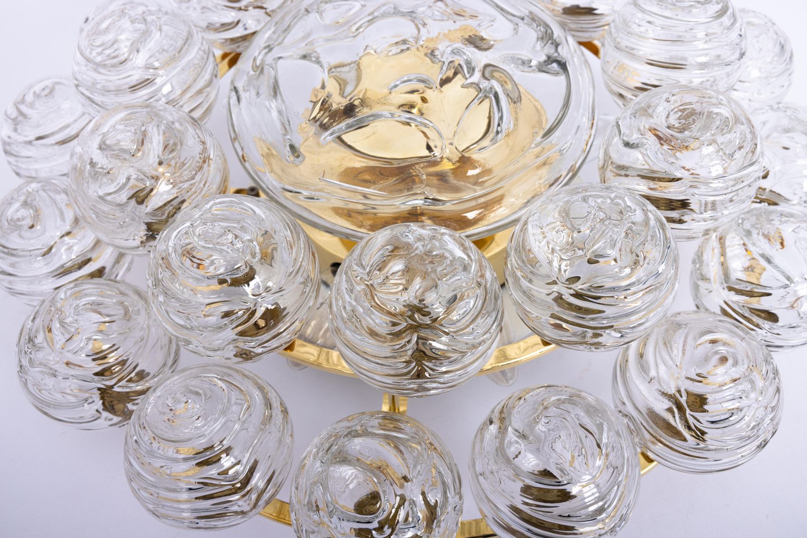 Spectacular Sputnik Flush Mount Glass Snow Balls By Doria, Germany, 1970s photo vinterior