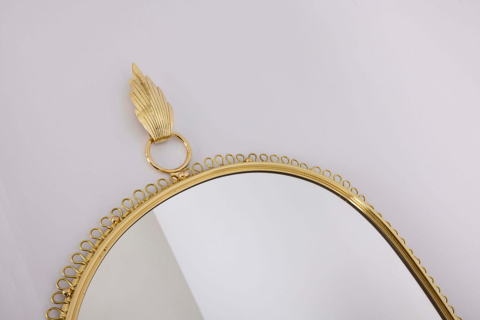 Josef Frank Mid Century Brass Loop Wall Mirror With Hook For Svenskt Tenn, 1960s photo buy