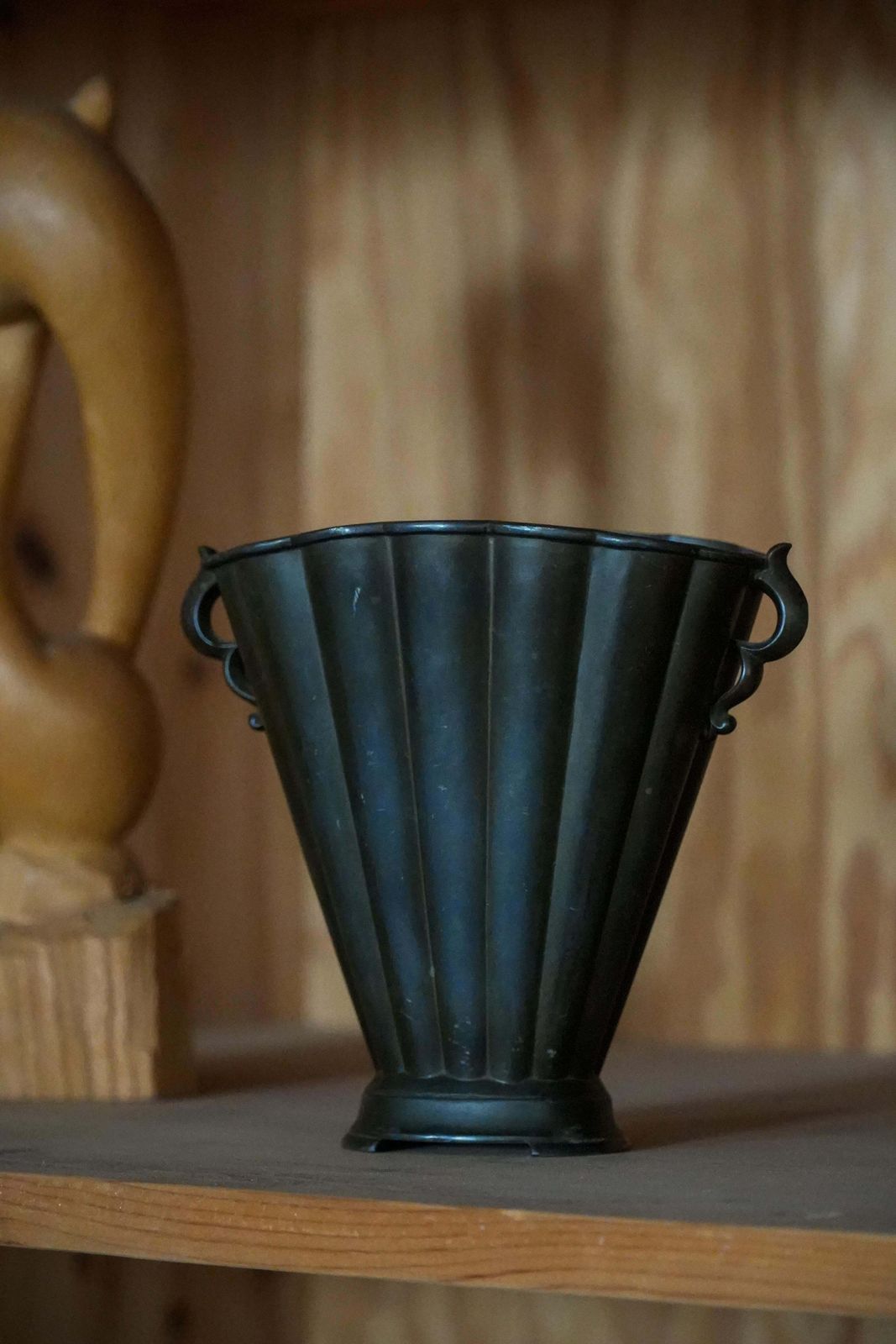 Just Andersen Art Deco Patinated Disco Metal Vase, Denmark, 1930s, Model D20 photo buy