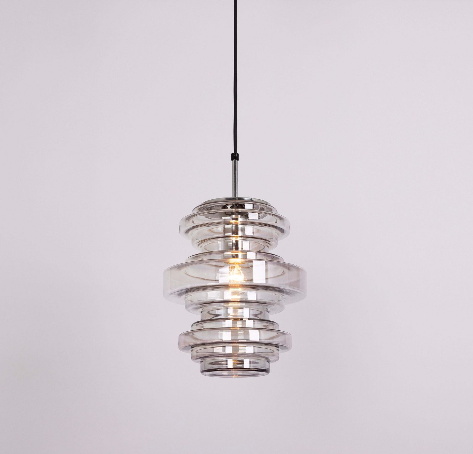 photo for sale 1 Of 2 Rare Limburg Smoked Glass Pendant Lamps, Germany, 1970s