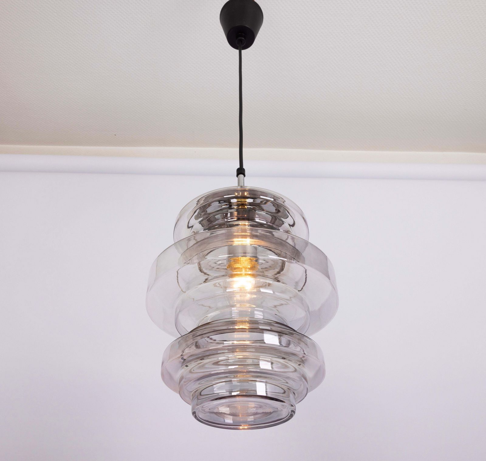 photo vinterior 1 Of 2 Rare Limburg Smoked Glass Pendant Lamps, Germany, 1970s