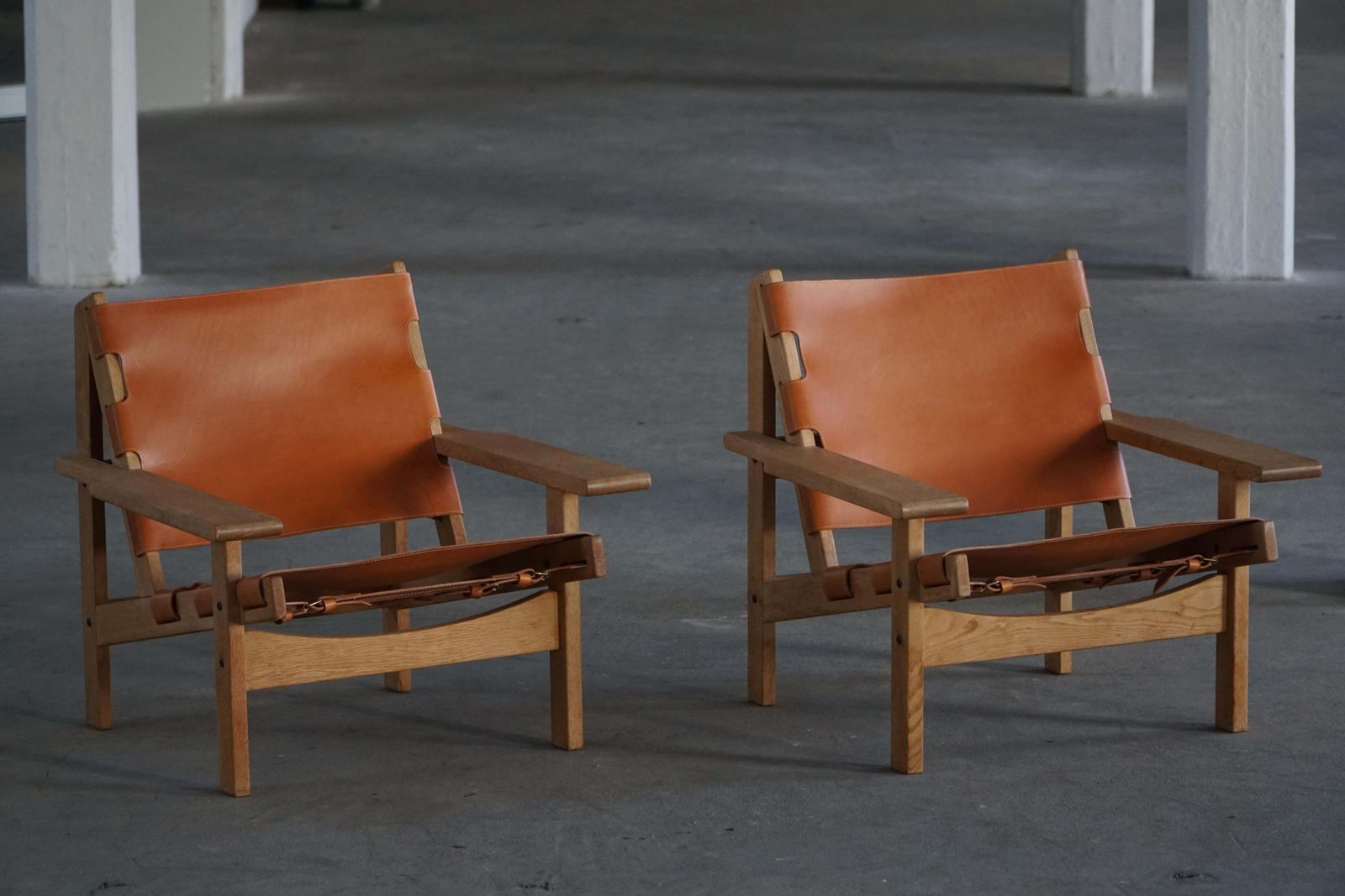 Pair Of Hunting Chairs In Oak & Leather By Kurt østervig, Danish Modern, 1960s photo Furniture