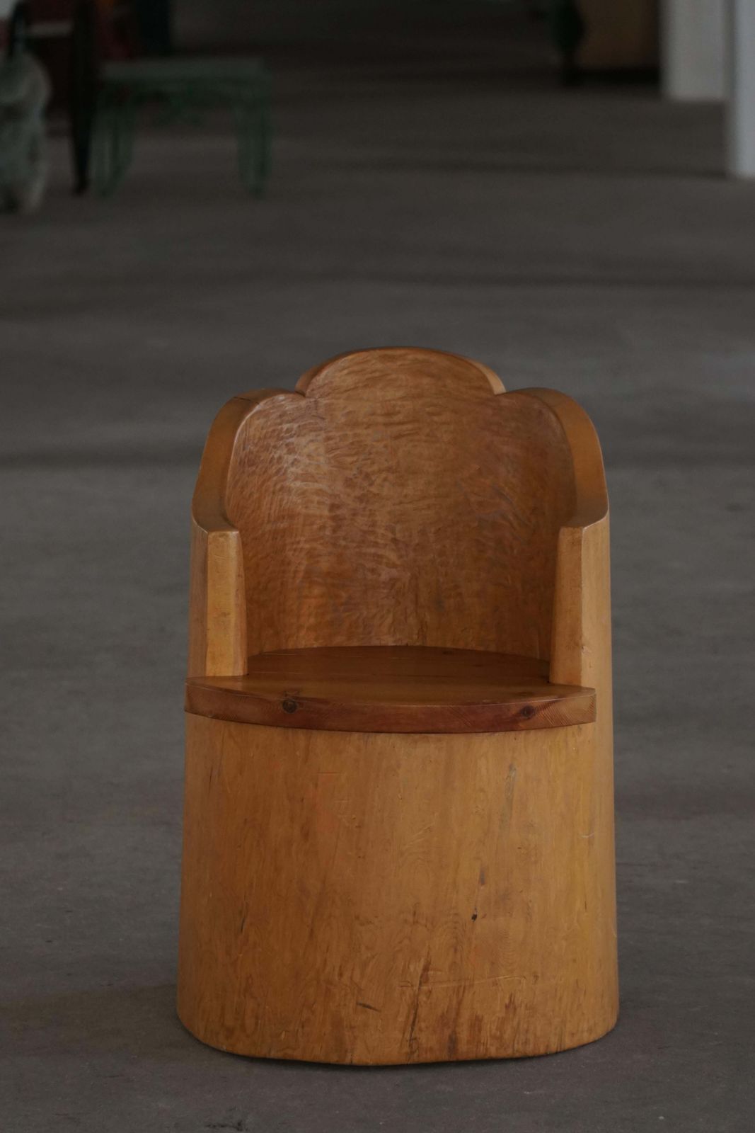 Modern Stump Chair In Solid Pine, By A Swedish Cabinetmaker, Wabi Sabi, 1960s photo vinterior