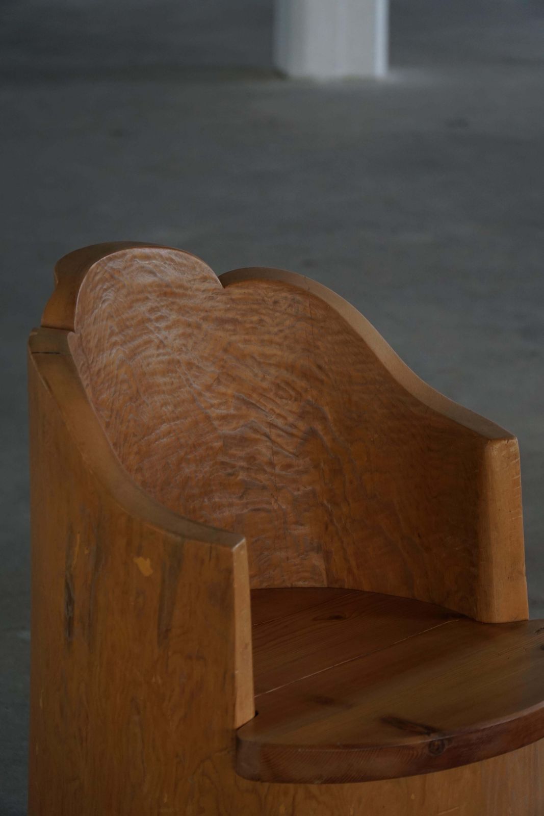 Furniture Modern Stump Chair In Solid Pine, By A Swedish Cabinetmaker, Wabi Sabi, 1960s photo