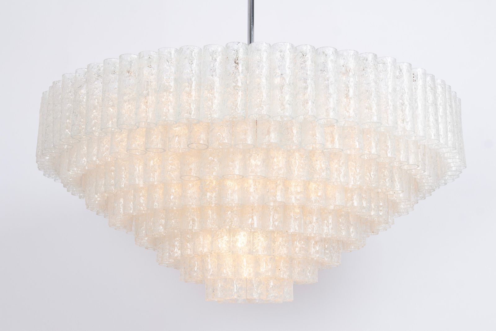 photo for sale Extra Large Doria Ice Glass Tubes Chandelier, Germany, 1960s
