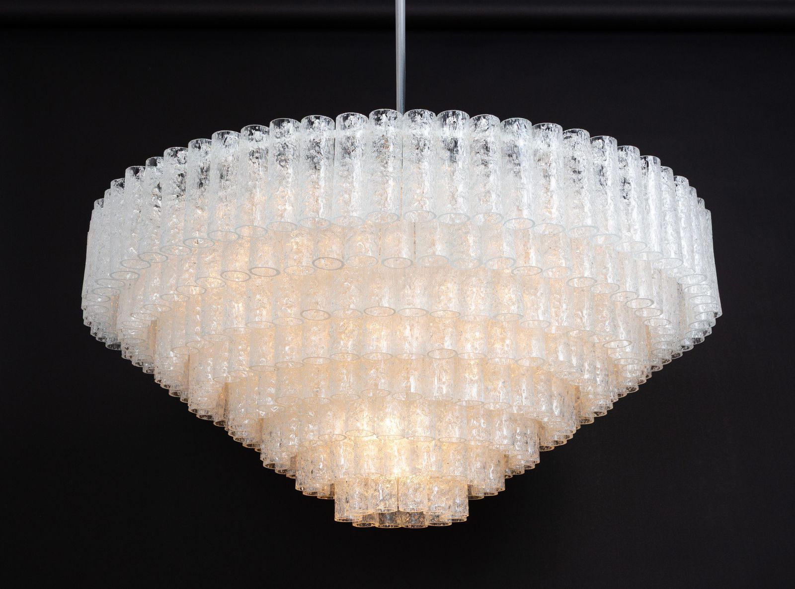 photo vintage Extra Large Doria Ice Glass Tubes Chandelier, Germany, 1960s