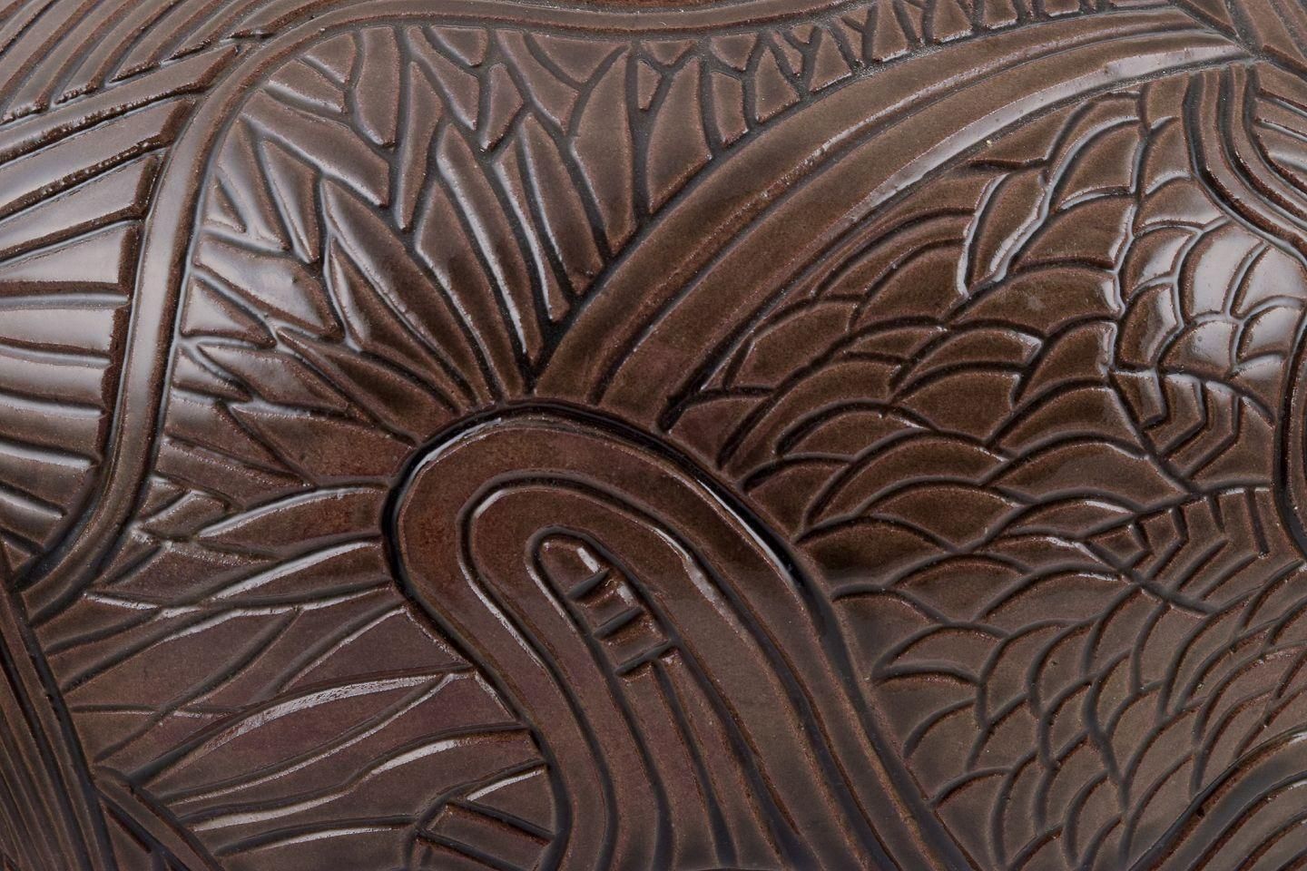 Christina Muff, Contemporary Danish Artist. Unique Stoneware Vase With Carvings. photo buy