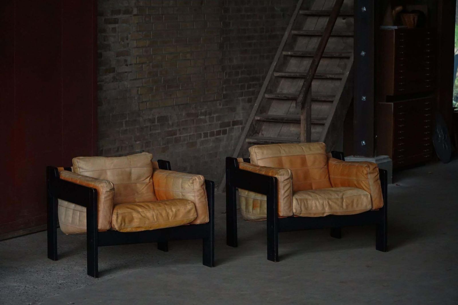 Pair Of Rud Thygesen & Johnny Sørensen Easy Chairs In Wood And Leather, 1970s photo furniture
