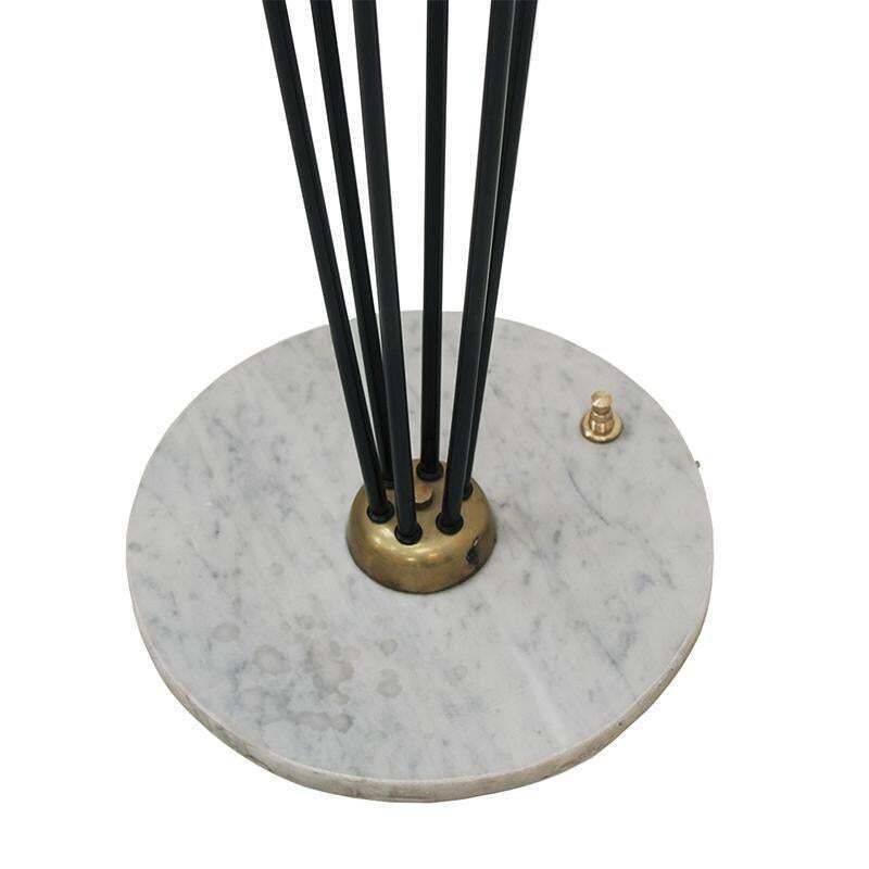 Mid Modern Stilnovo Floor Lamp, Black Iron & Marble, Italian Design, 1950s photo vintage