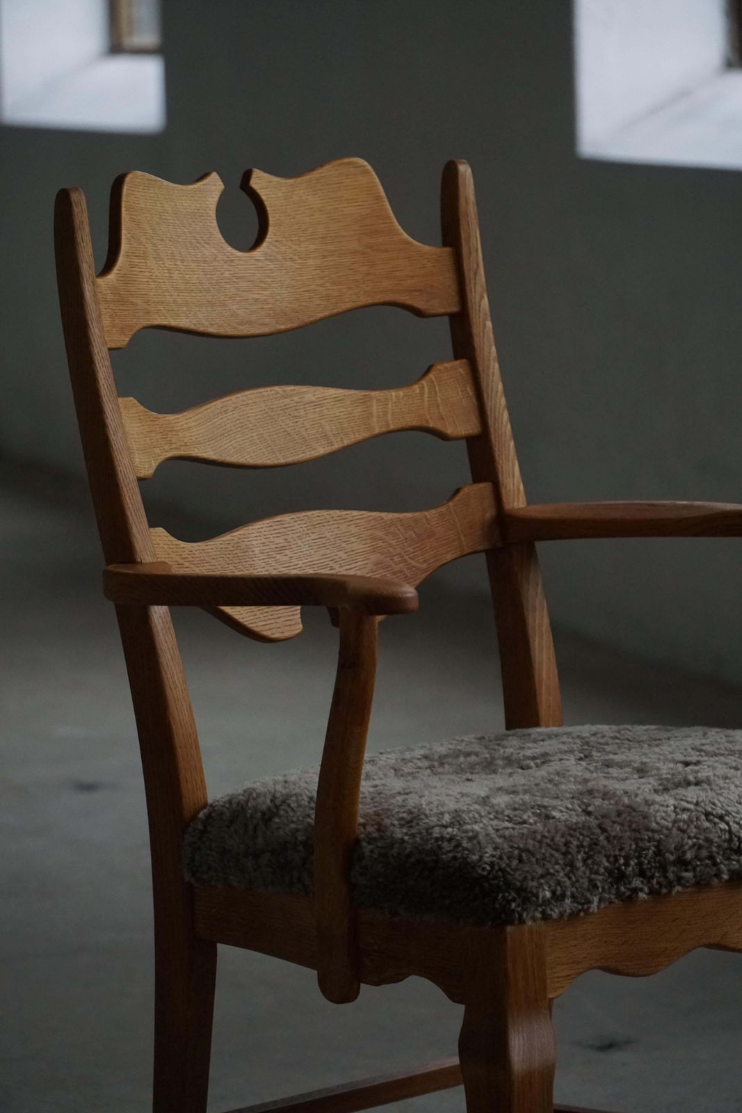 Mid 20th Century, Razorblade Armchair By Henning Kjærnulf, Oak & Lambswool, 1960 photo vinterior