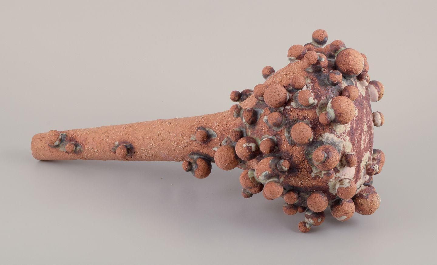 Christina Muff, Contemporary Danish Artist. Tall Vessel Covered In Clay Balls. photo vintage