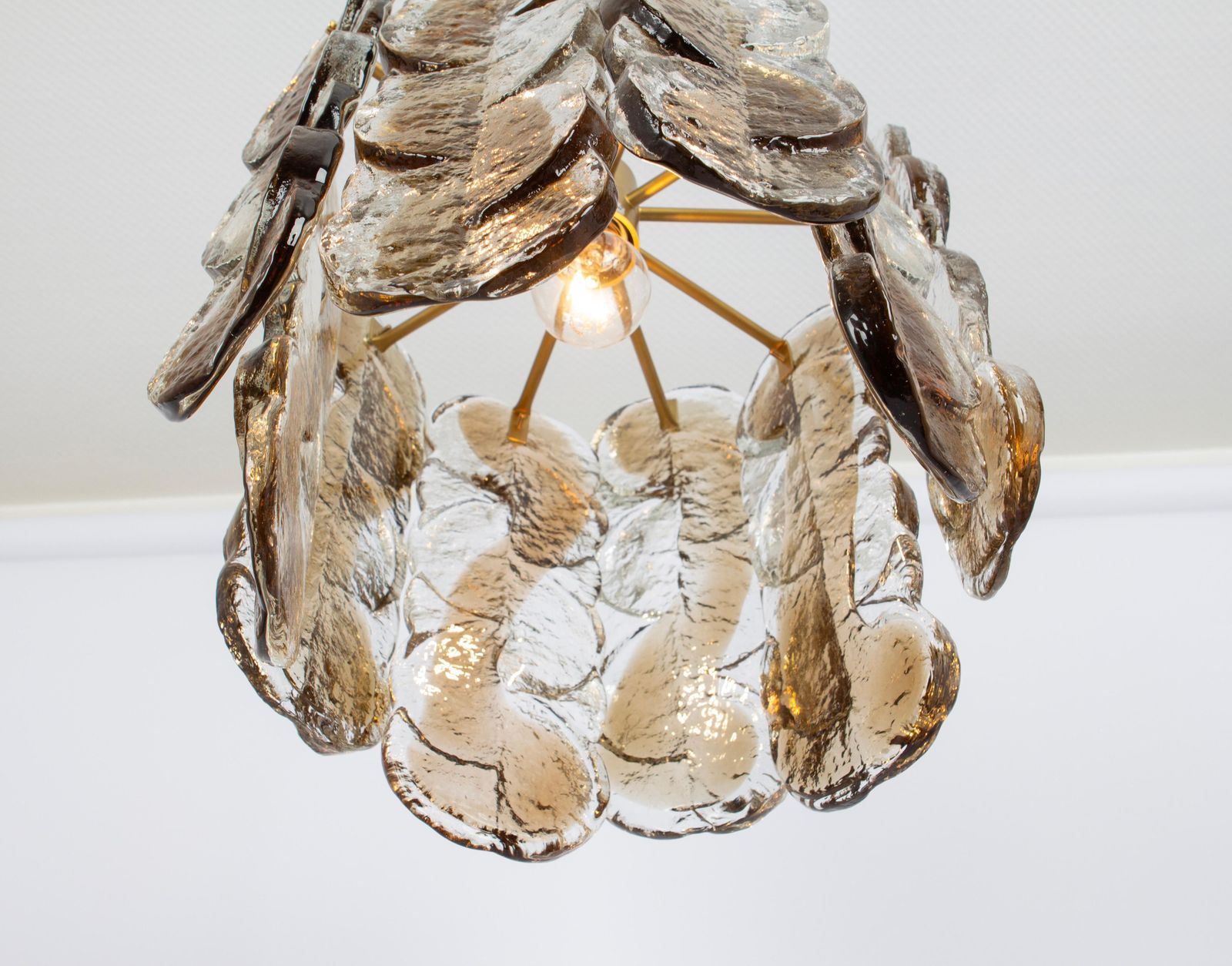 1 Of 2 Murano Smoked Glass Chandelier Citrus By Kalmar, Austria, 1970s photo Lighting