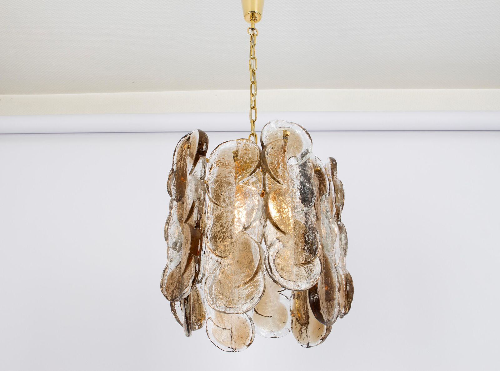1 Of 2 Murano Smoked Glass Chandelier Citrus By Kalmar, Austria, 1970s photo vinterior