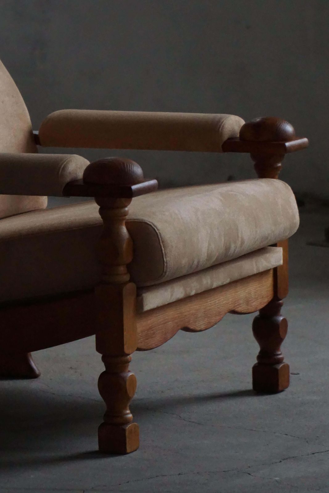 Mid 20th Century, Pair Of Armhairs By Henning Kjærnulf, Oak & Alcantara, 1960s photo buy