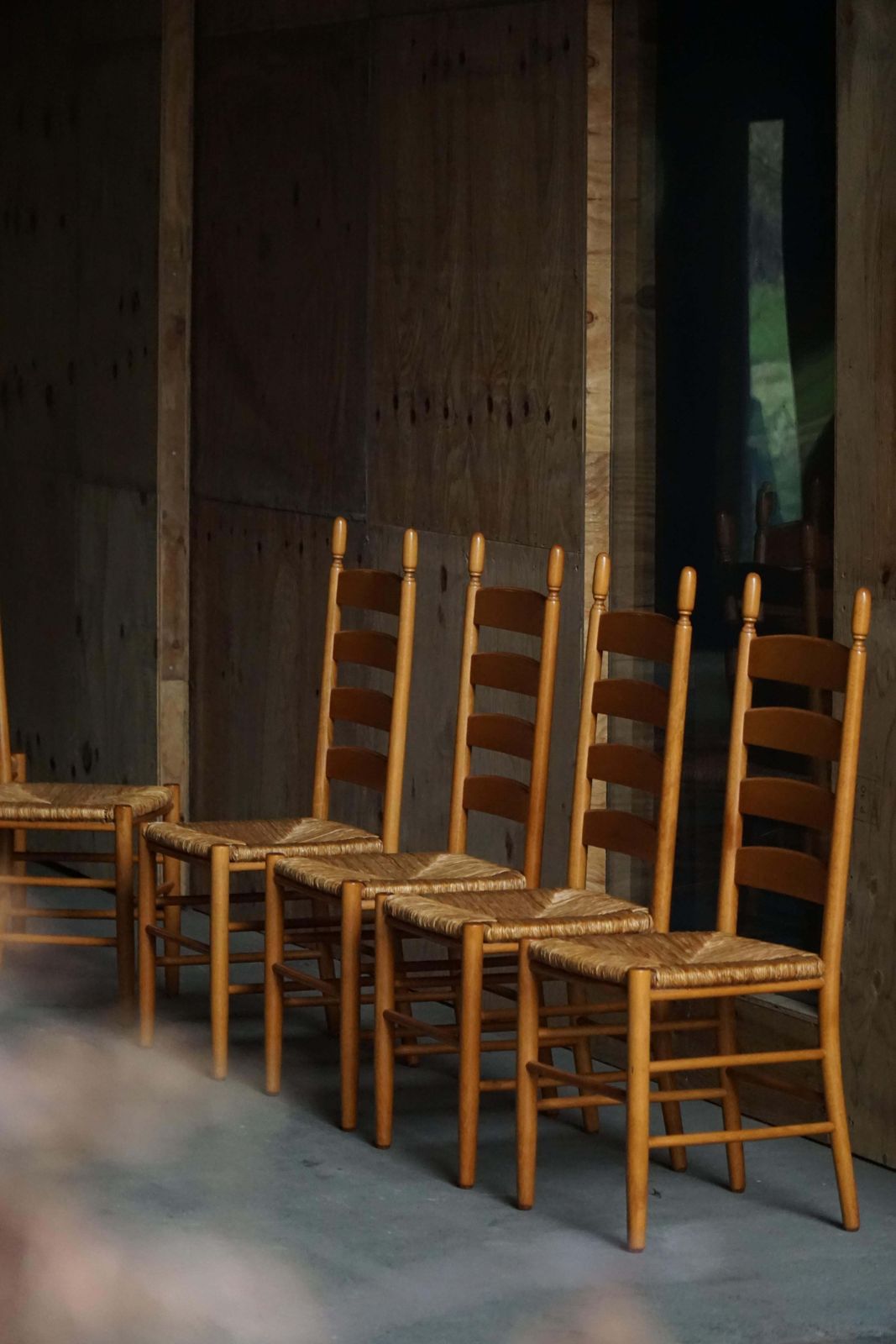 Set Of 8 Italian Modern Dining Chairs, Beech With Woven Seats, 1960s photo for sale