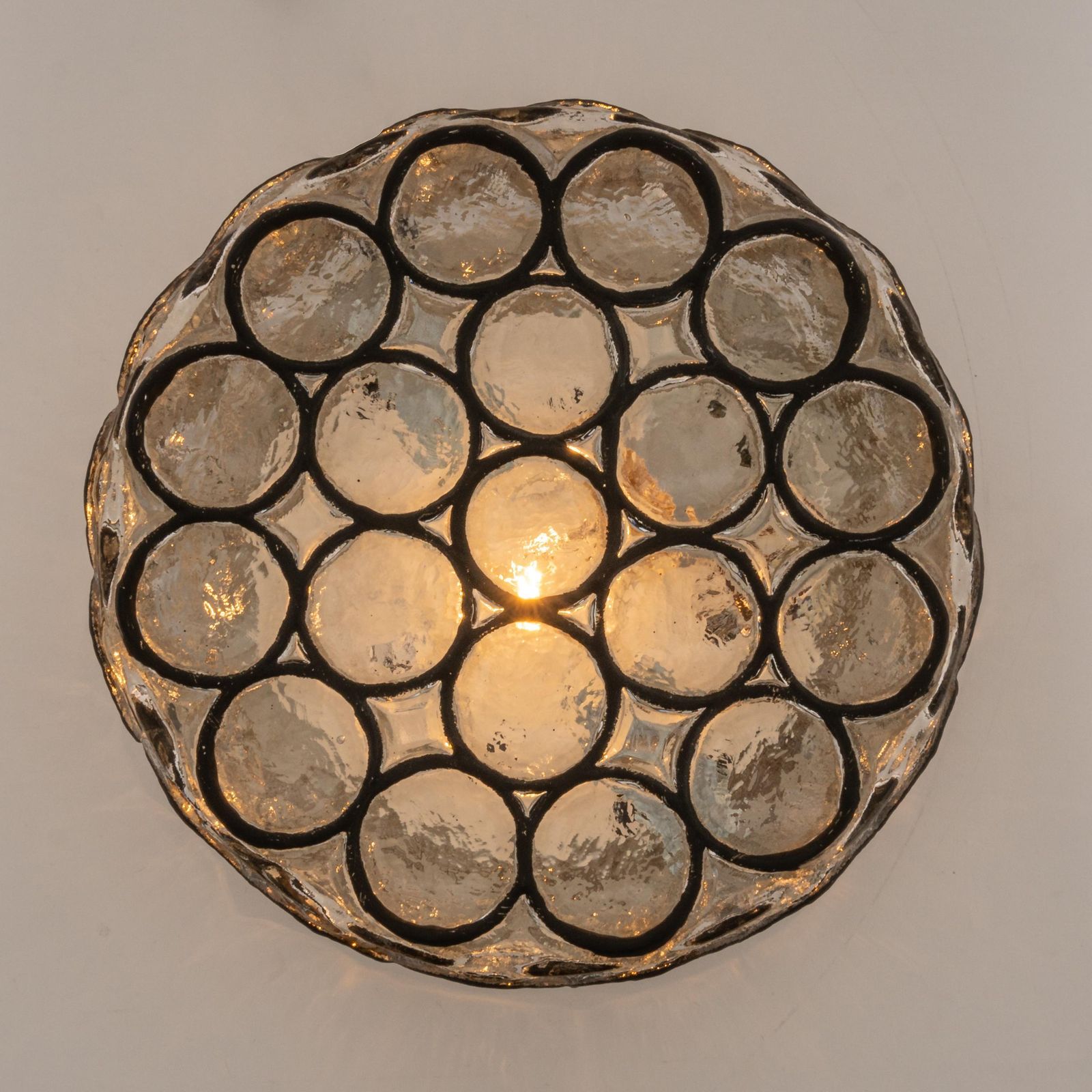 1 Of 2 Iron And Clear Glass Ceiling Light By Limburg, Germany, 1960s photo 973.0