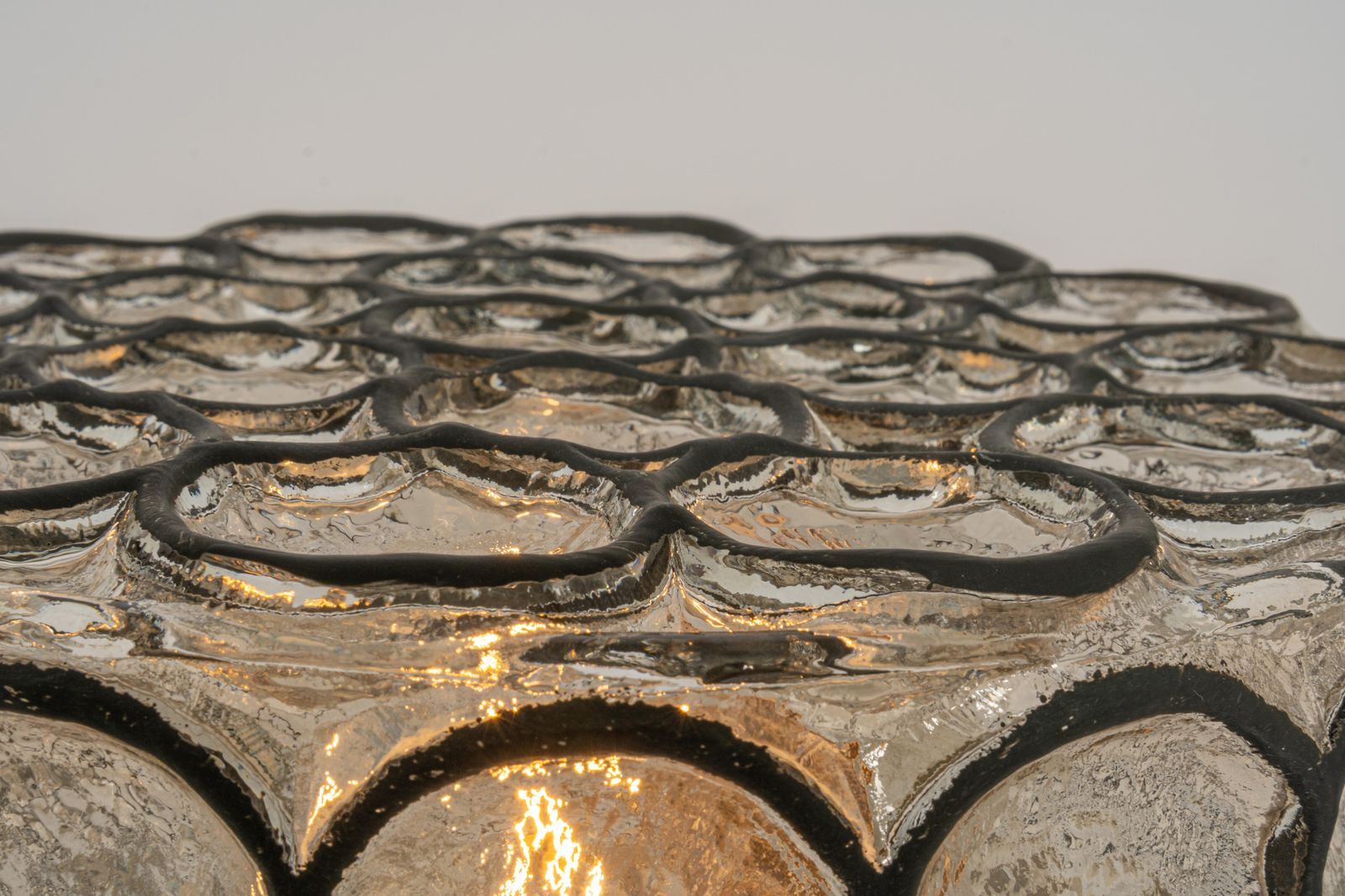 1 Of 2 Iron And Clear Glass Ceiling Light By Limburg, Germany, 1960s photo buy