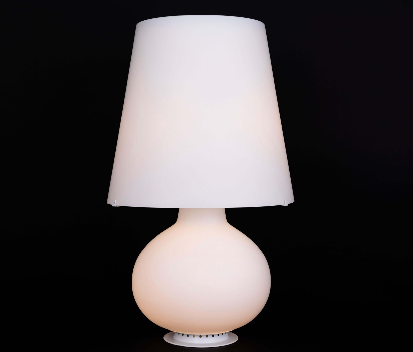 photo buy Stunning Large Glass Table Lamps By Fontana Arte, Italy , 1980s