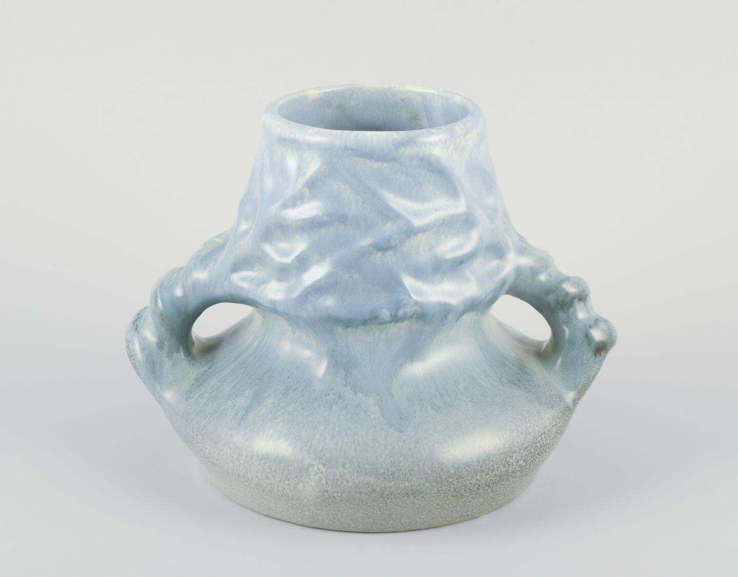 Höganäs, Sweden. Large Art Nouveau Ceramic Vase With Two Handles. Approx. 1900 photo for sale