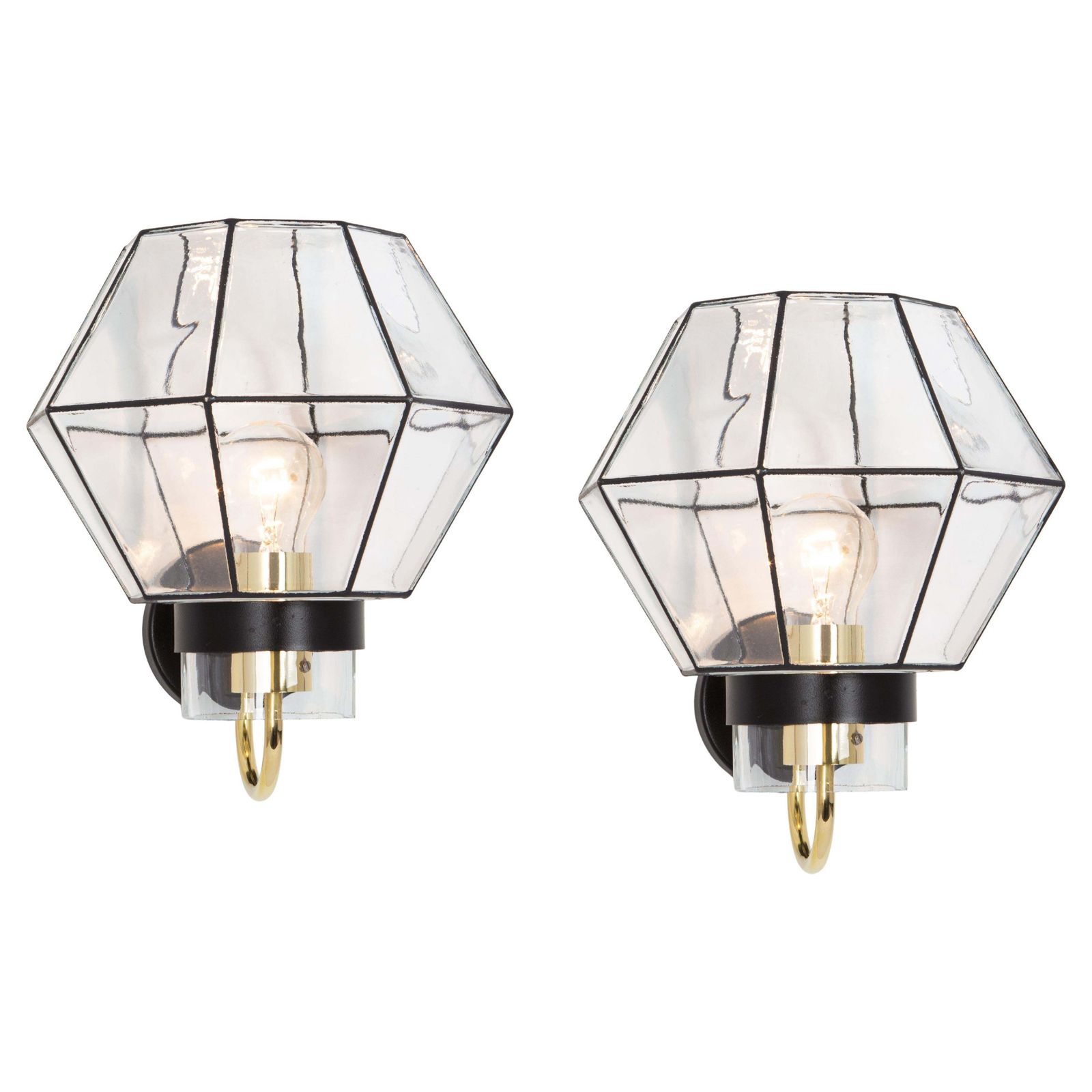 Pair Of Wall Lights Sconces Iron Glass By Limburg, Germany, 1960s