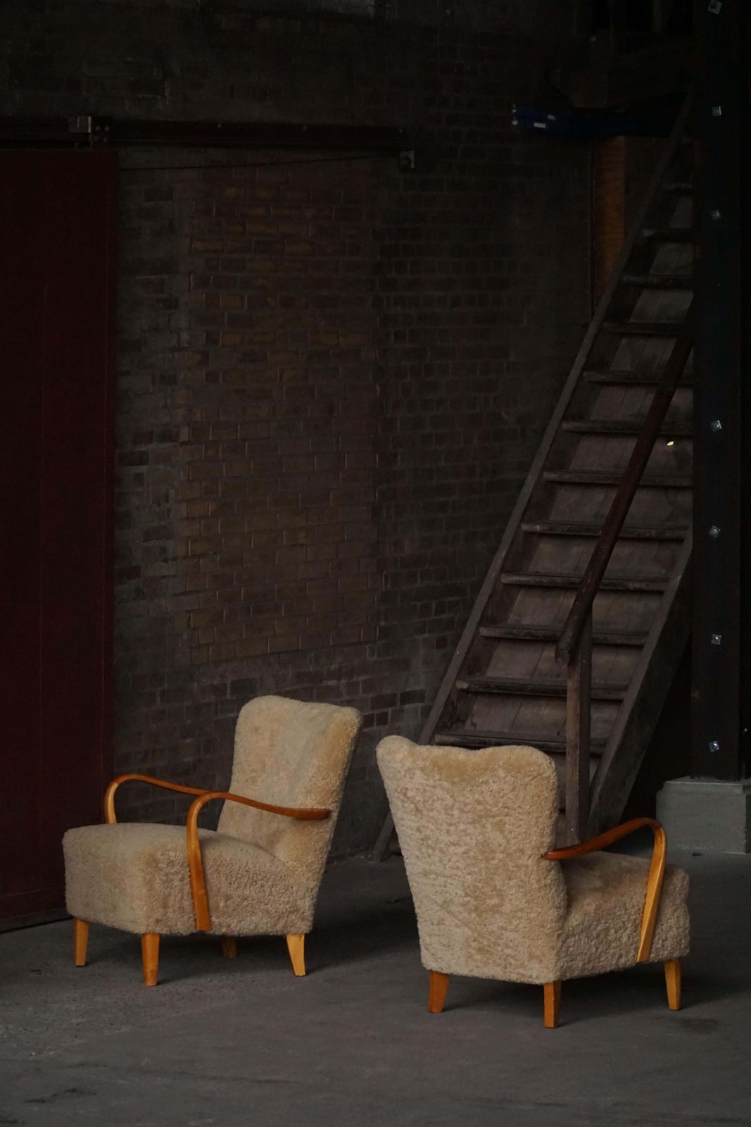 Mid Century Modern, Pair Of Swedish Lounge Chairs In Birch & Lambswool, 1960s photo for sale