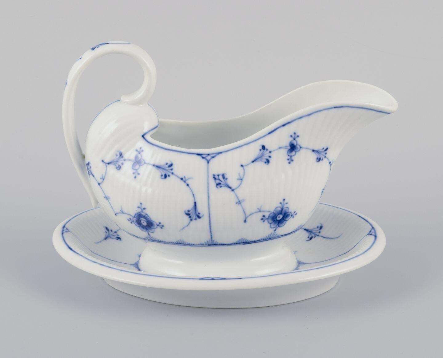 Royal Copenhagen Blue Fluted Plain. Antique Gravy Boat In Porcelain. photo furniture
