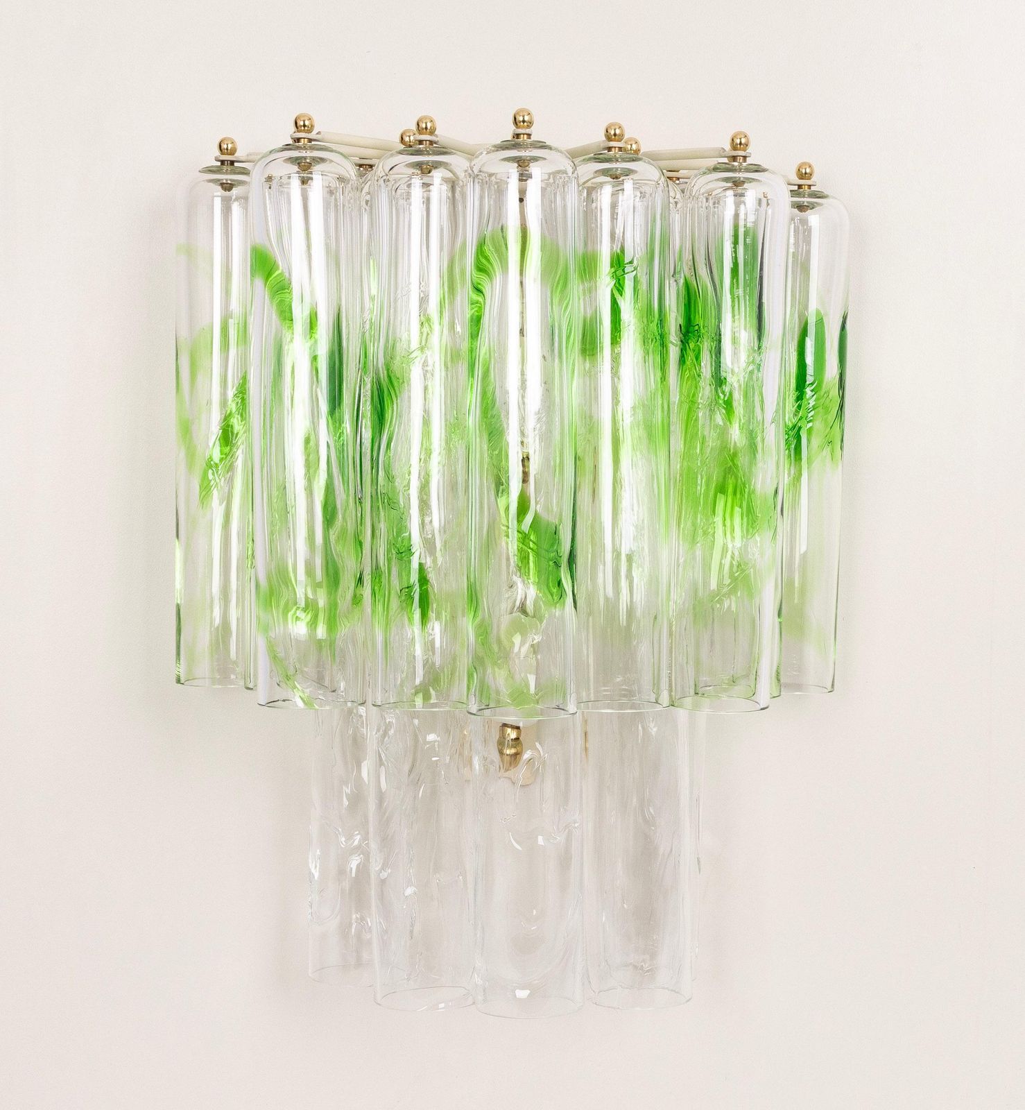 Pair Of Large Green Murano Glass Wall Lamps By Mazzega, Italy, 1970s photo vintage