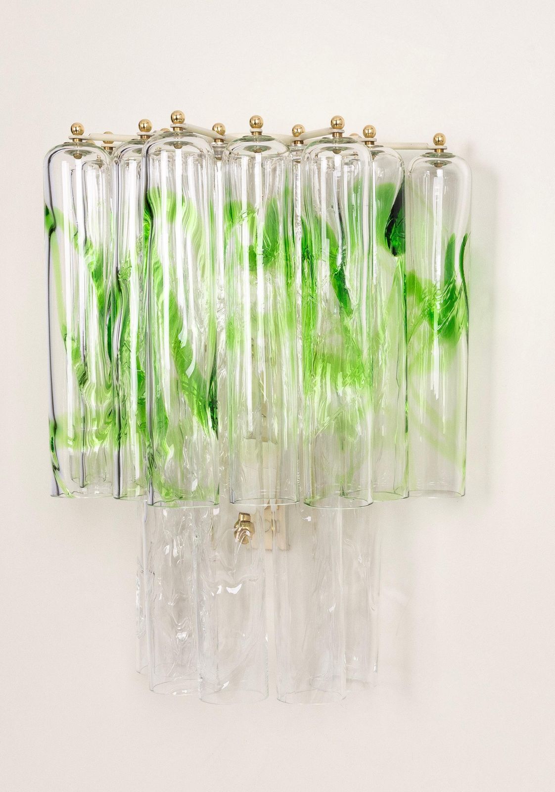 photo furniture Pair Of Large Green Murano Glass Wall Lamps By Mazzega, Italy, 1970s
