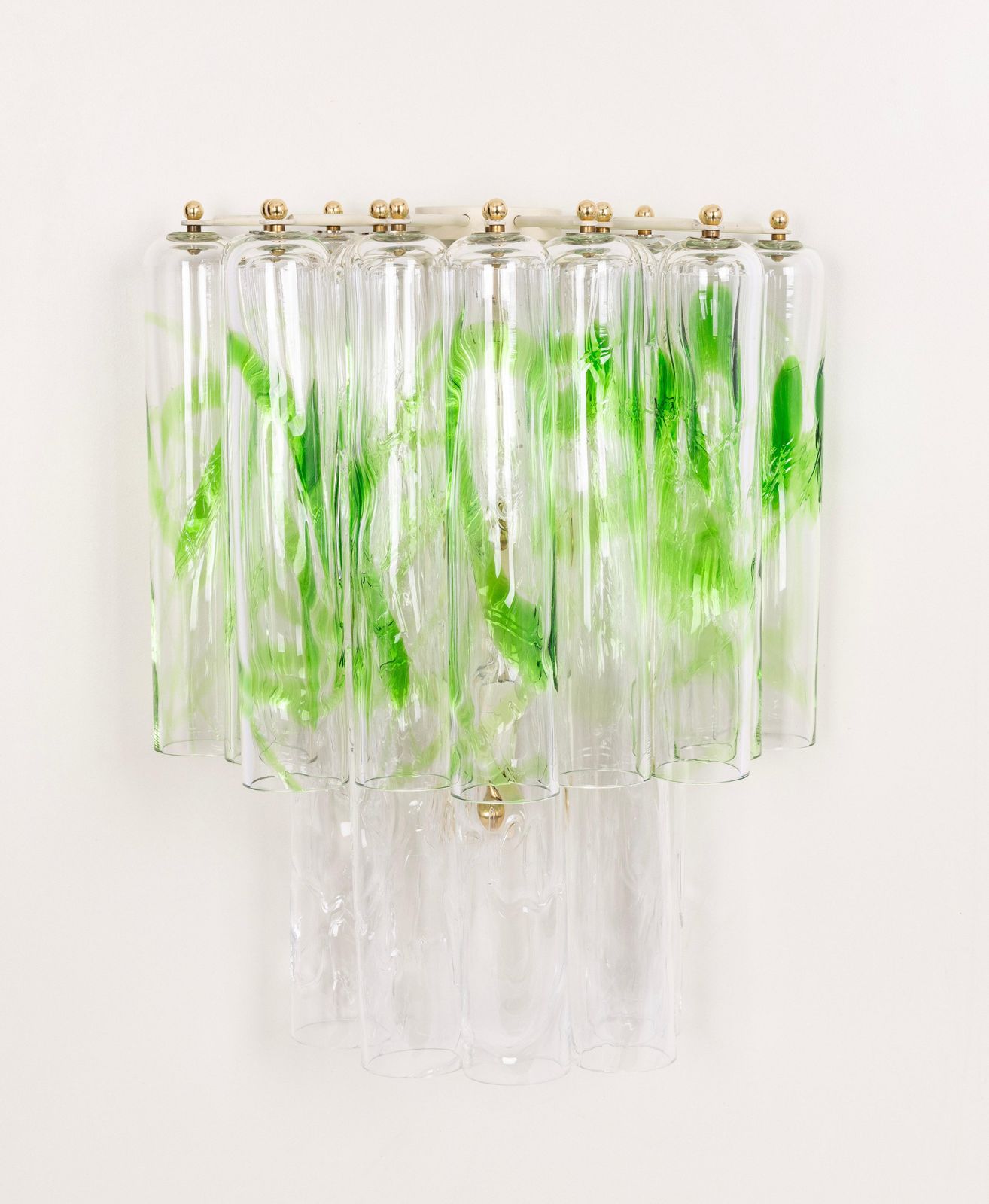 2828.0 Pair Of Large Green Murano Glass Wall Lamps By Mazzega, Italy, 1970s photo