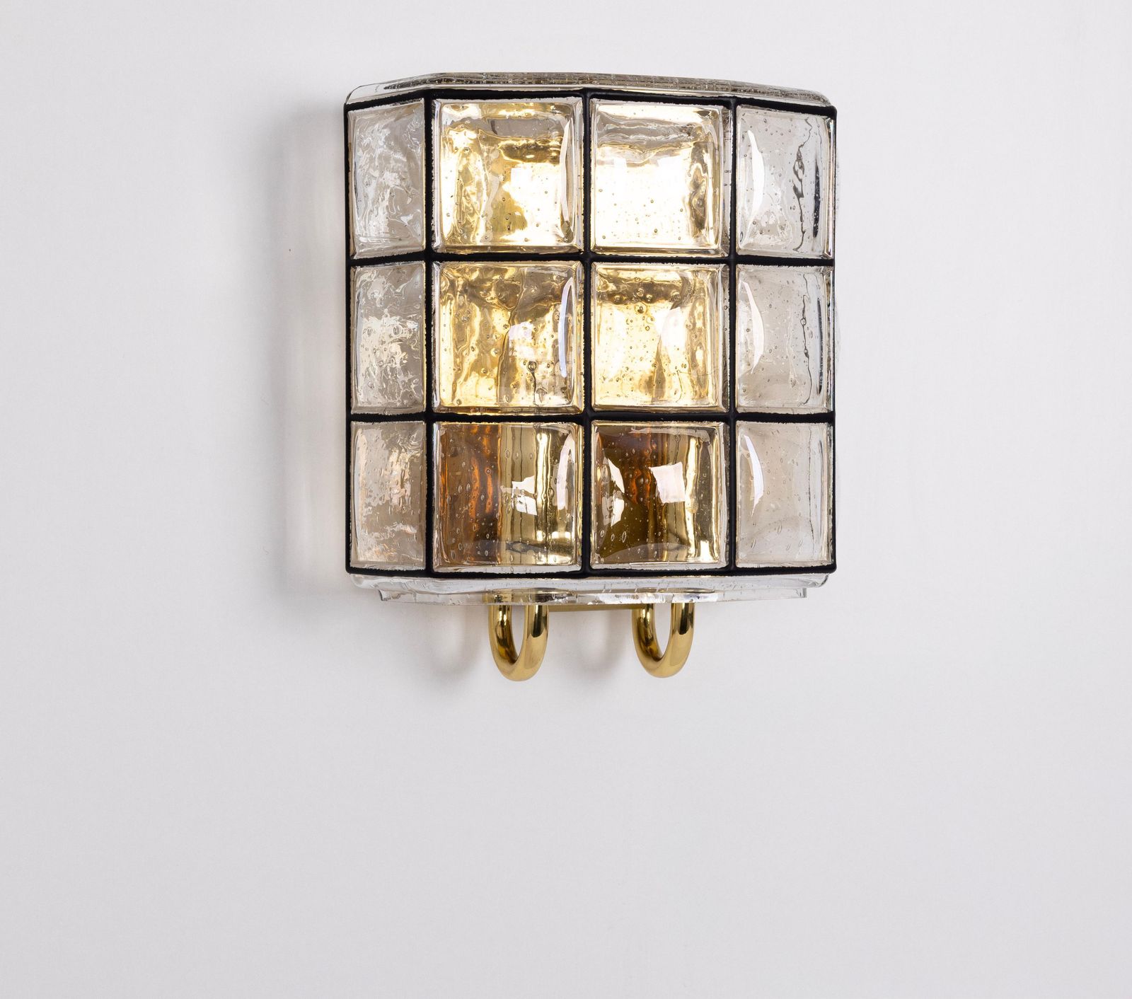 Pair Of Wall Lights Sconces Iron Glass By Limburg, Germany, 1960s photo Lighting