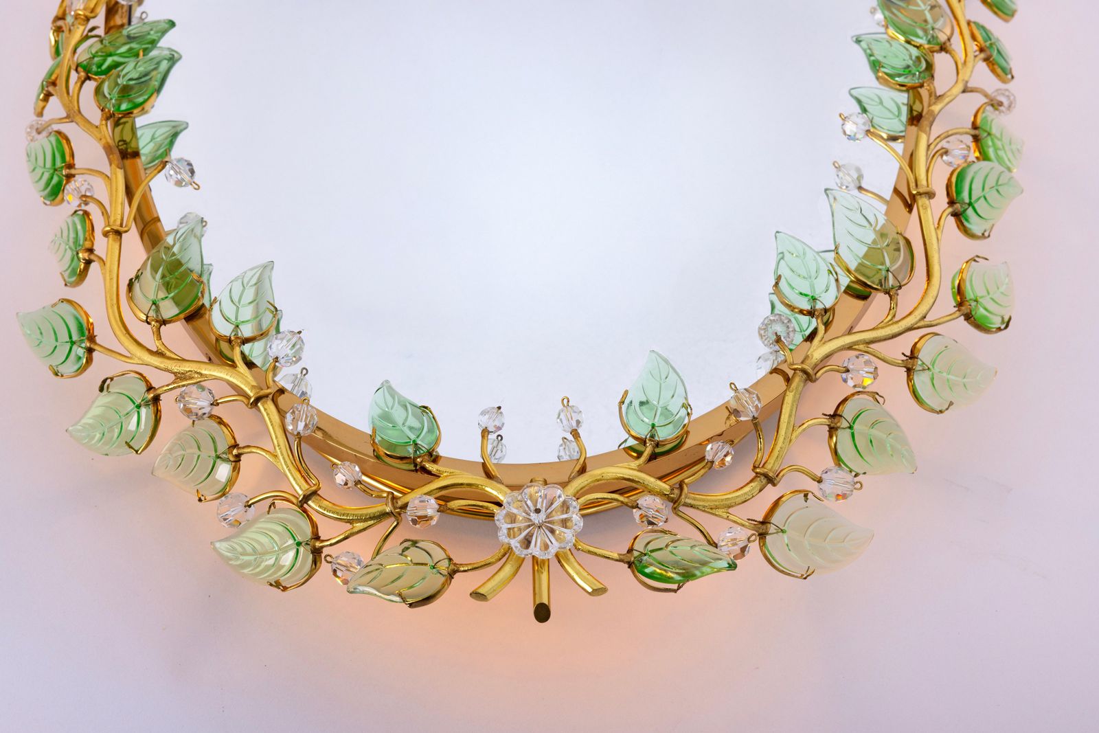 Spectacular Backlit Mirror Brass And Crystal Glass By Palwa, Germany photo Home Decor