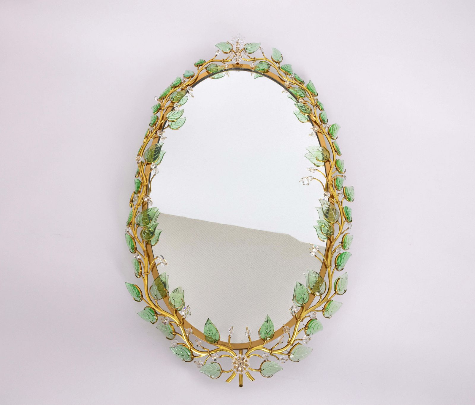 Home Decor Spectacular Backlit Mirror Brass And Crystal Glass By Palwa, Germany photo