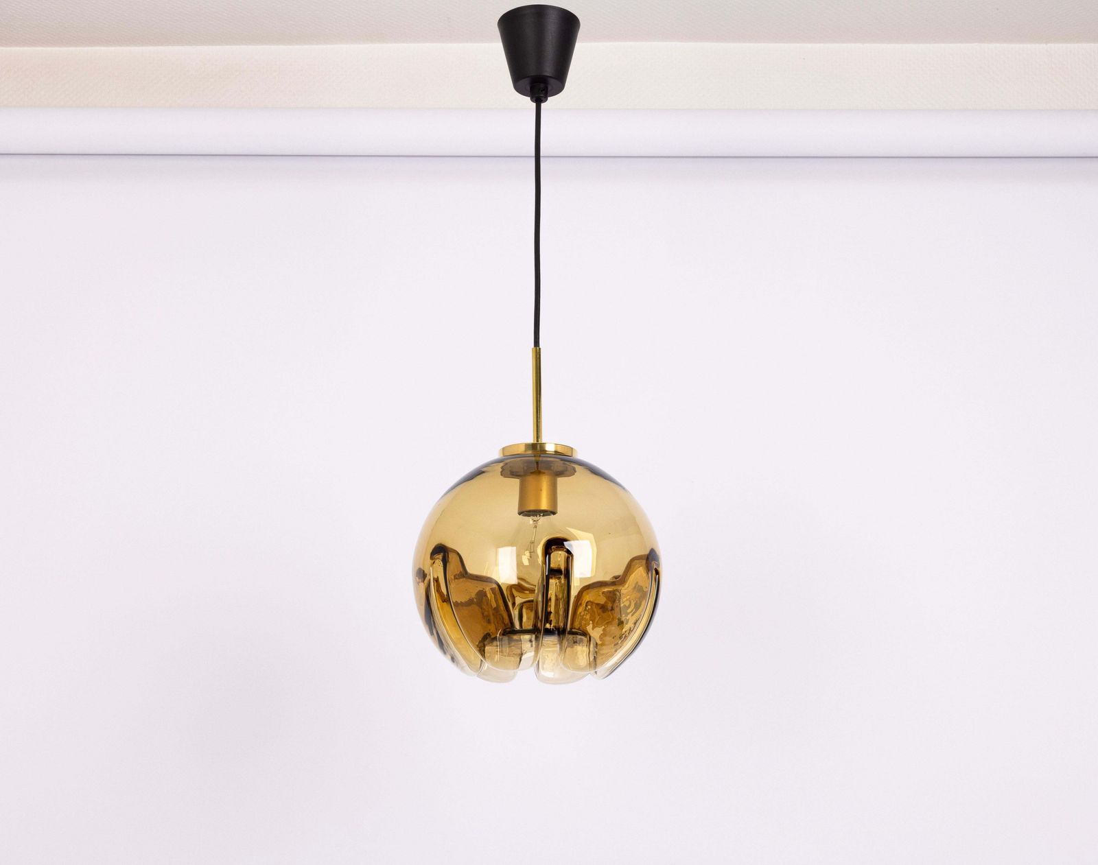 1 Of 3 Petite Stunning Glass Pendant Light In Style Of Mazzega, Italy, 1970s photo for sale