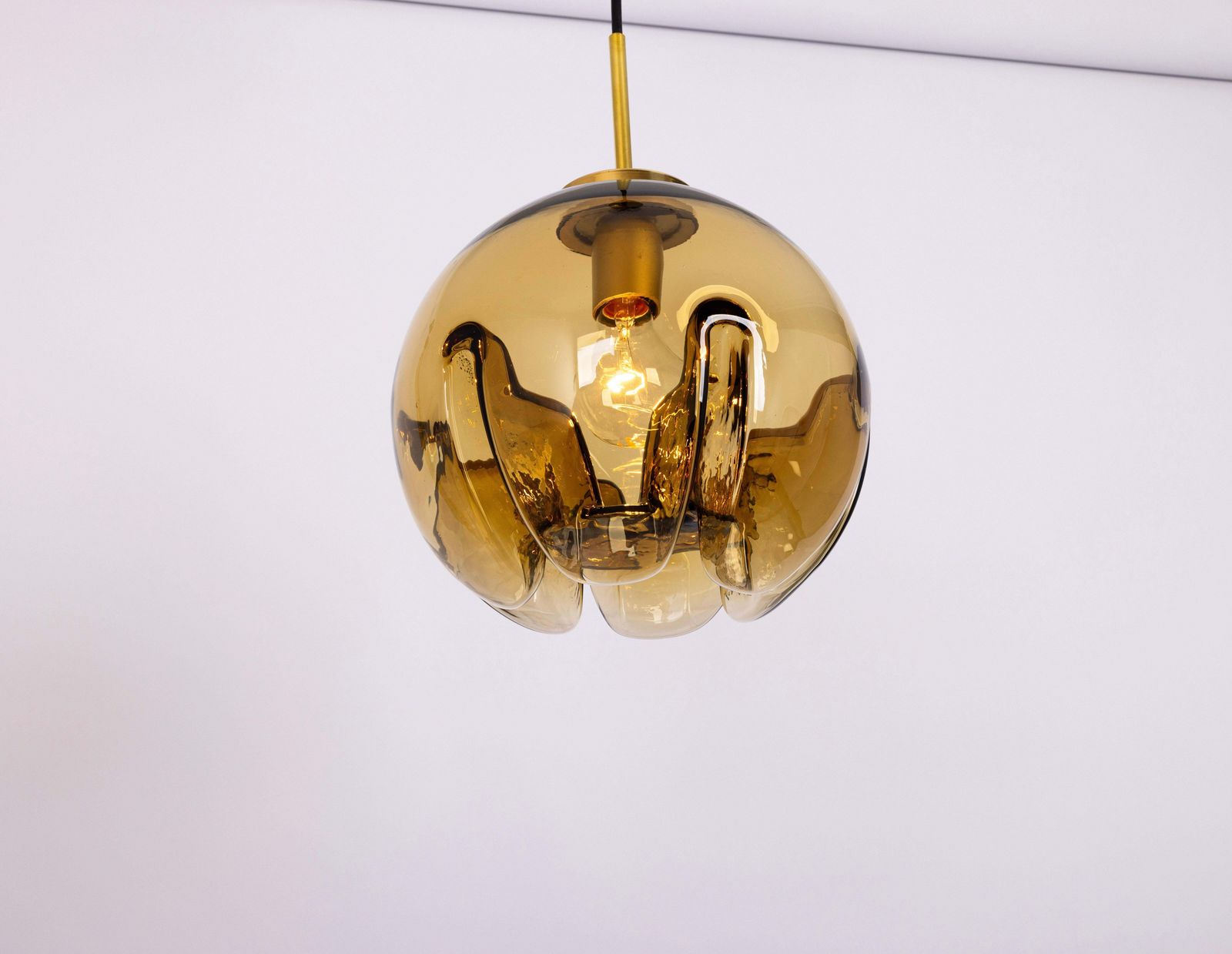 1 Of 3 Petite Stunning Glass Pendant Light In Style Of Mazzega, Italy, 1970s photo Lighting