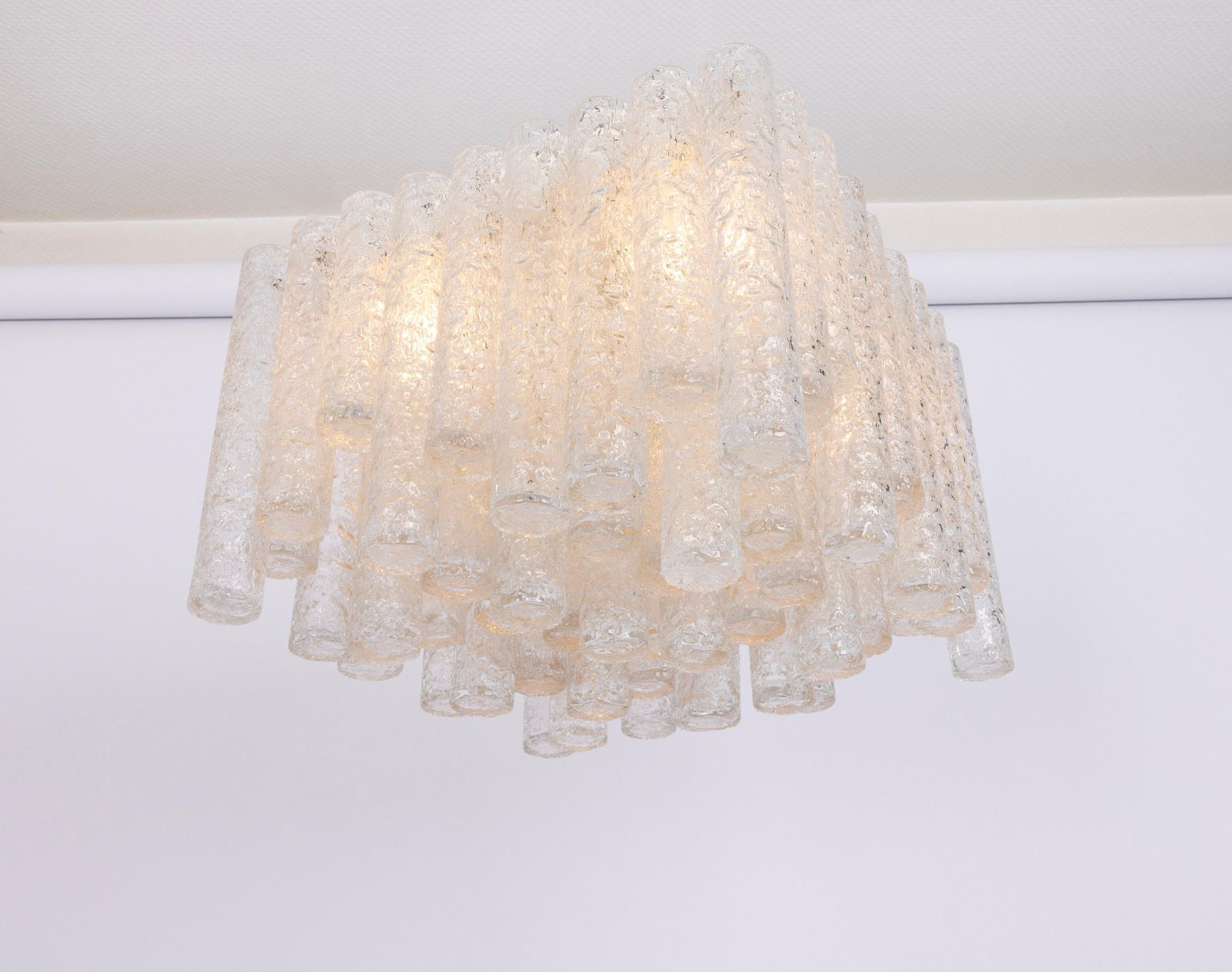 1 Of 6 Stunning Murano Ice Glass Tubes Flushmount By Doria, Germany, 1960s photo furniture