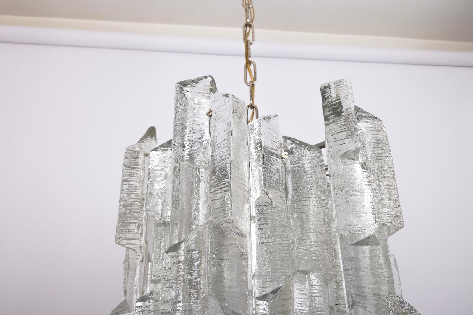 1 Of 8 Rare Murano Ice Glass Chandelier Prisma, By Kalmar, Austria, 1970s photo Lighting