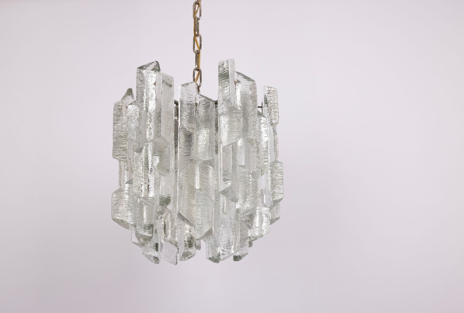 1 Of 8 Rare Murano Ice Glass Chandelier Prisma, By Kalmar, Austria, 1970s photo vinterior