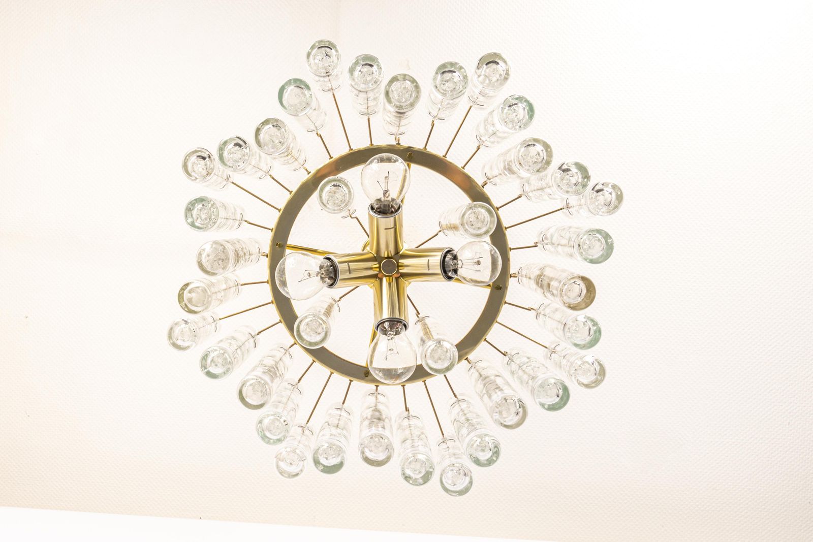 1 Of 4 Stunning Murano Glass Tubes Chandelier By Doria, Germany, 1960s photo Lighting