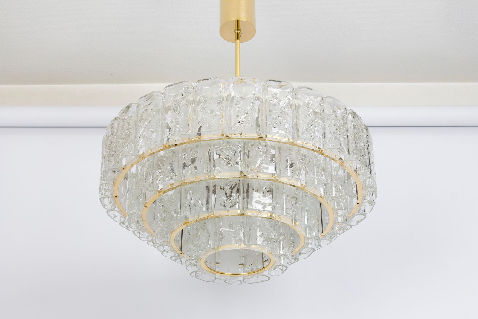photo furniture Large Doria Ice Glass Tubes Chandelier, Germany, 1960s